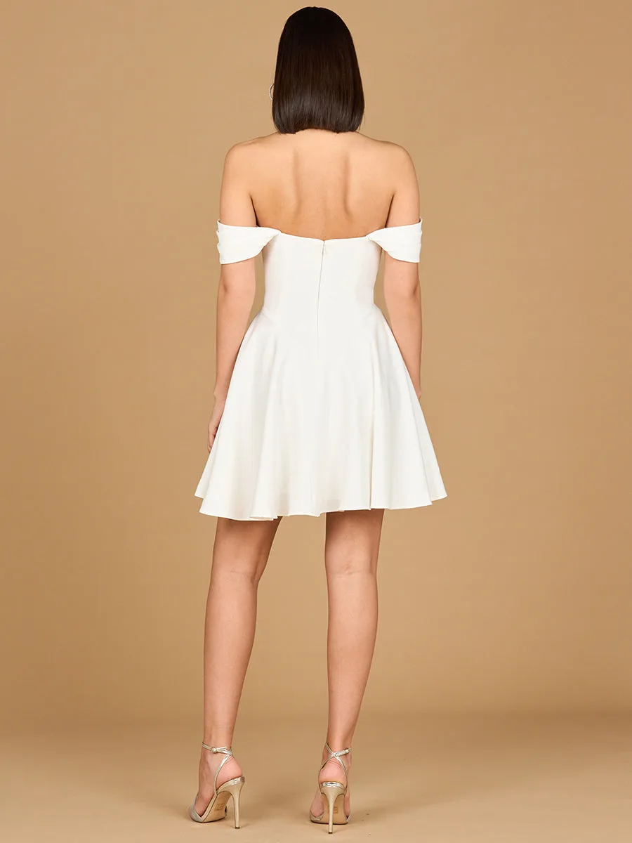 Off Shoulder, A-line Bridal Short Dress by Lara New York — style 51206