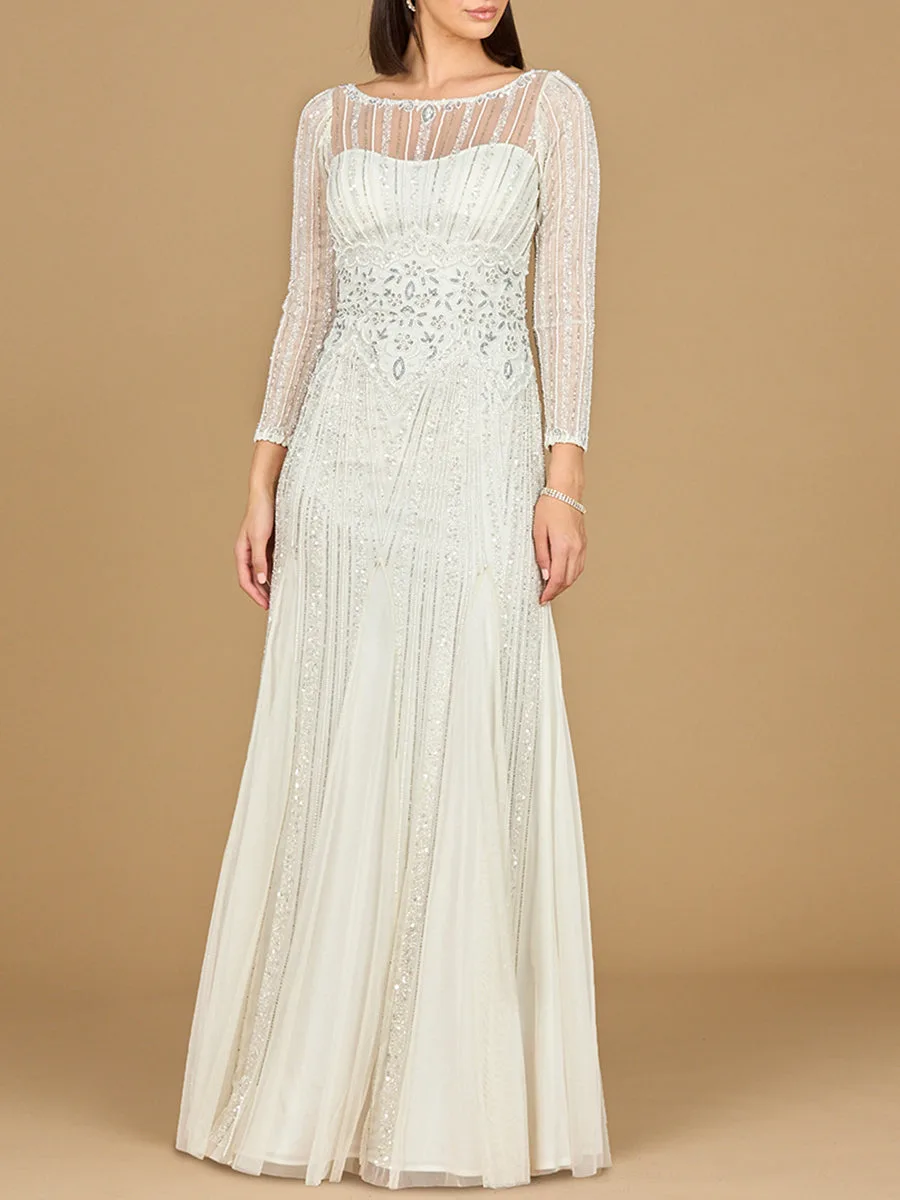 Beaded High Neck Wedding Gown by Lara New York — style 51210 in Ivory