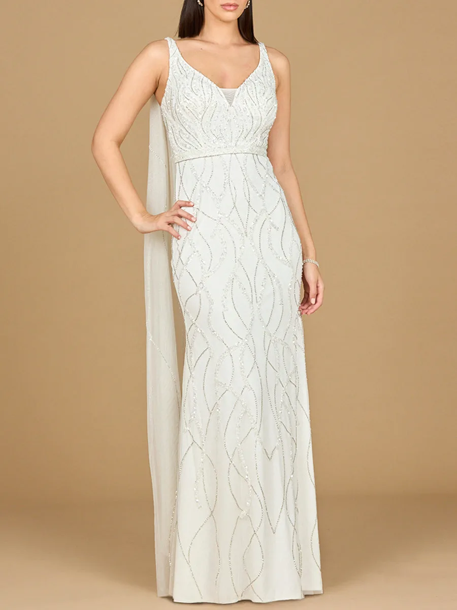 Beaded Wedding Gown with Cape by Lara New York — style 51214 in Ivory