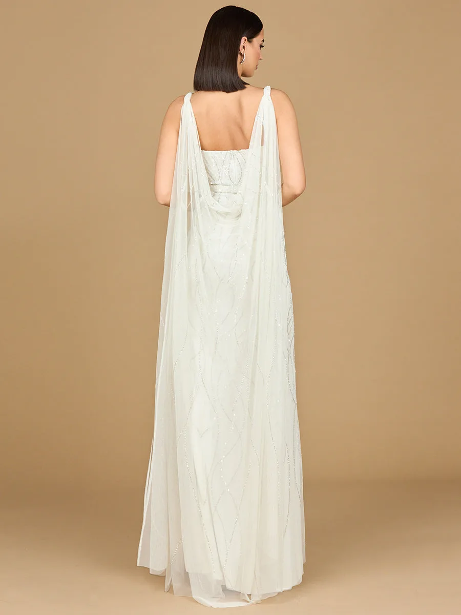 Beaded Wedding Gown with Cape by Lara New York — style 51214
