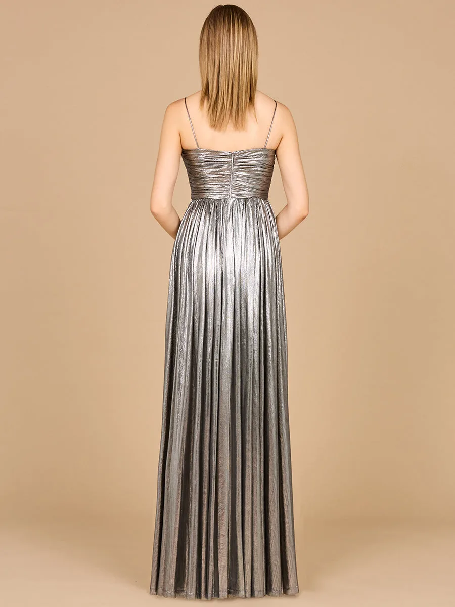 High Slit Metallic Jersey Dress by Lara New York — style 8120