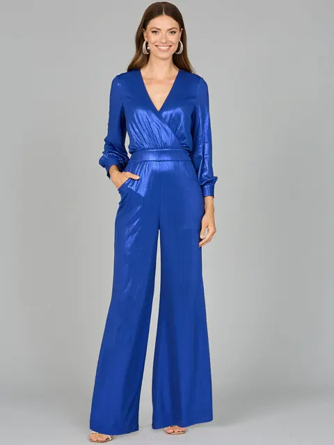 Metallic Shimmer Jumpsuit with Pockets