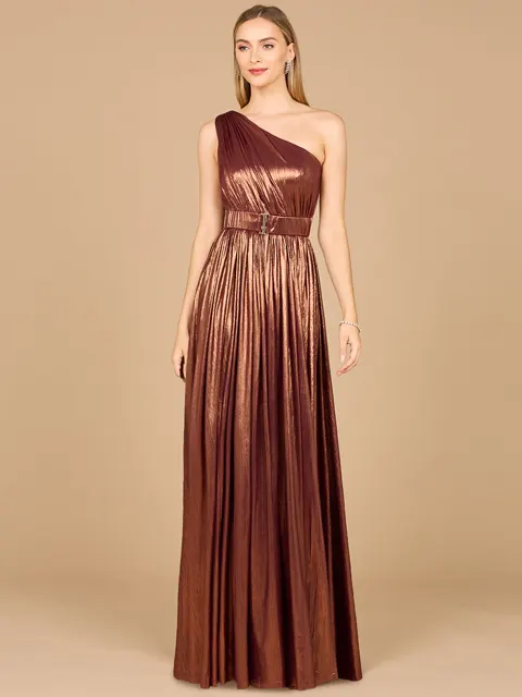 One Shoulder Metallic Dress