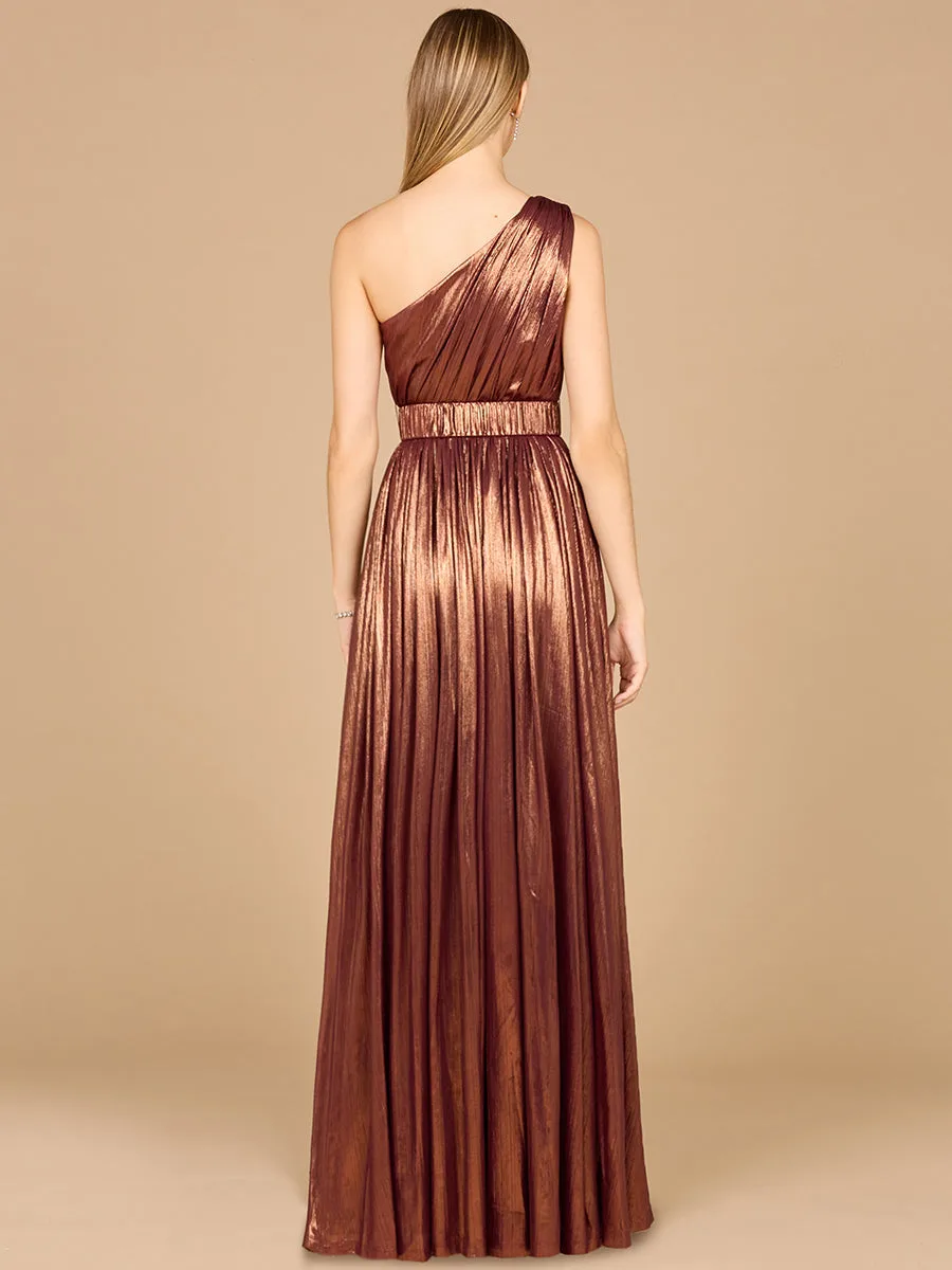 One Shoulder Metallic Dress by Lara New York — style 8122