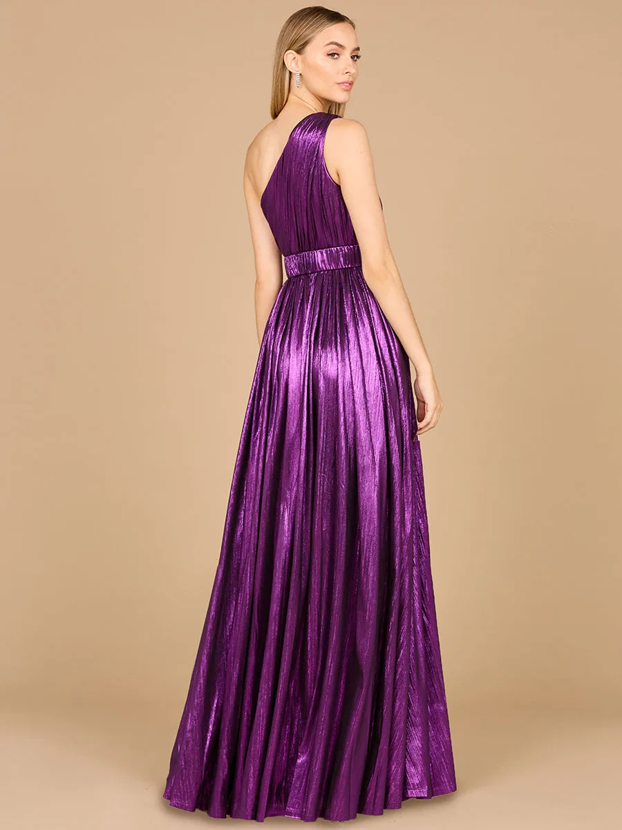 One Shoulder Metallic Dress by Lara New York — style 8122