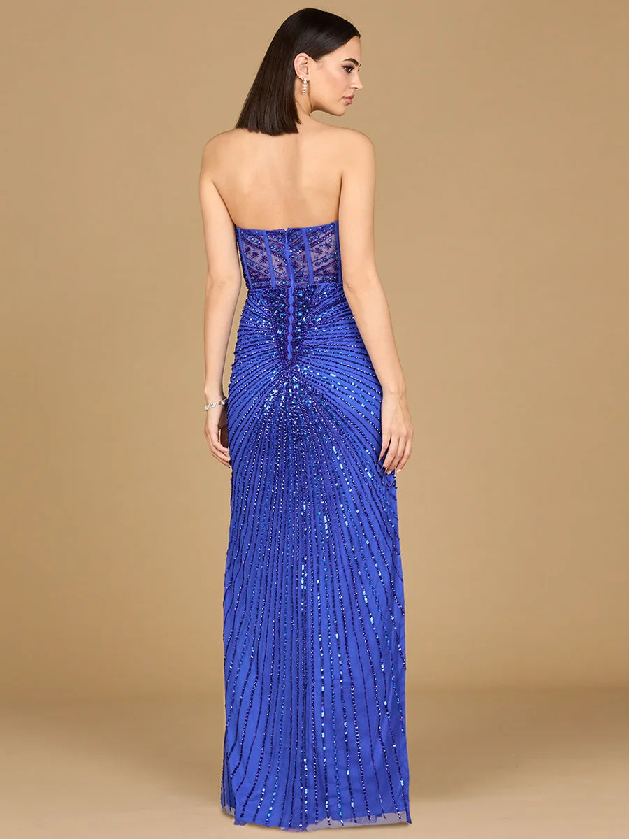Embellished Strapless Gown with Slit by Lara New York — style 9953