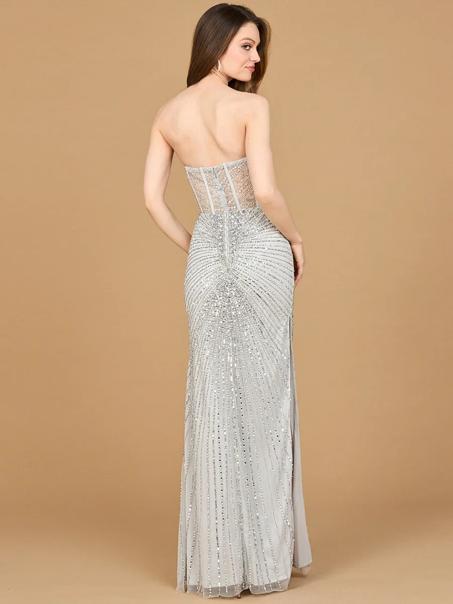 Embellished Strapless Gown with Slit by Lara New York — style 9953