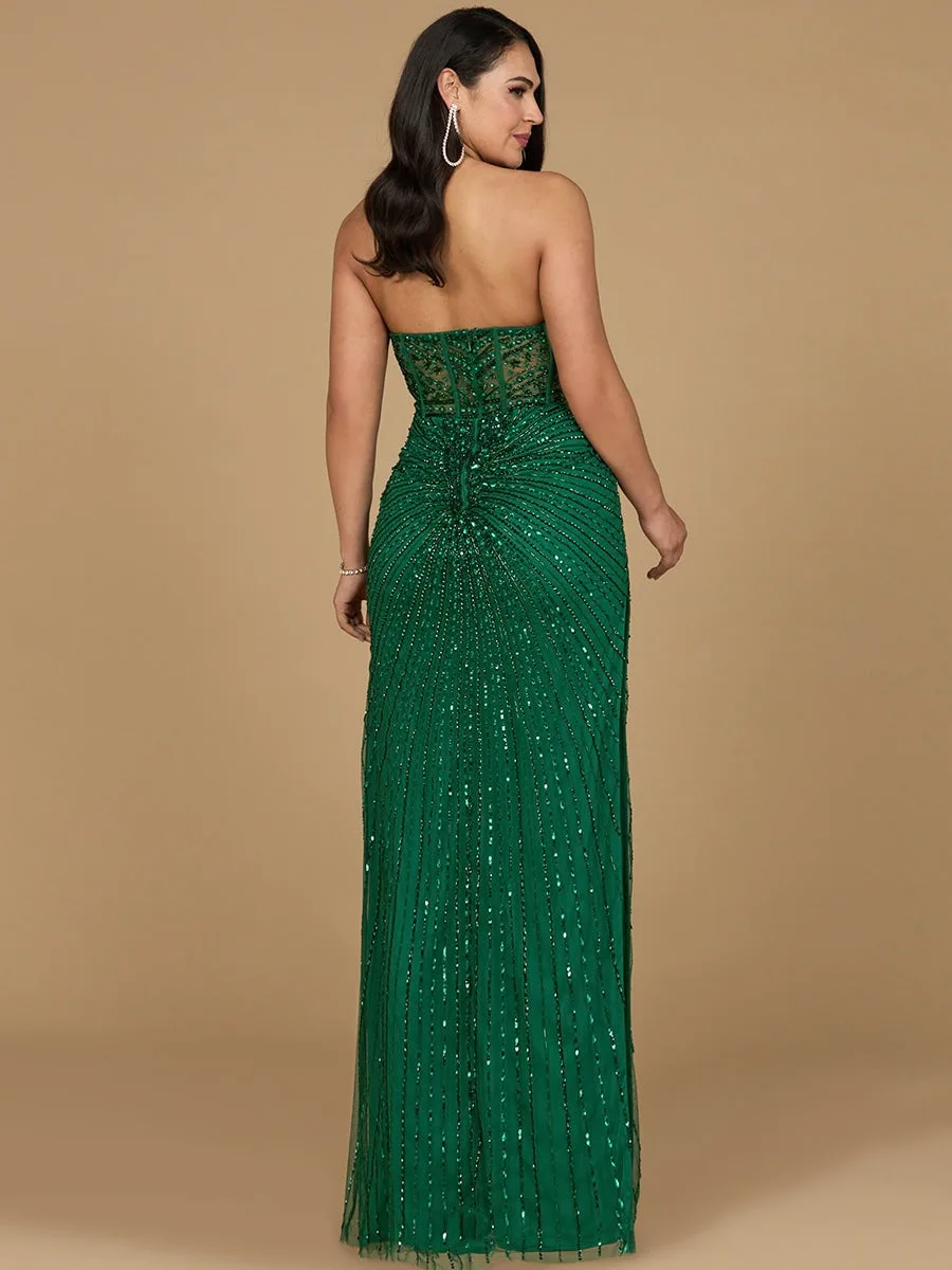 Embellished Strapless Gown with Slit by Lara New York — style 9953