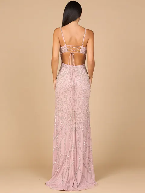 Embellished Gown with Slit And Low Back