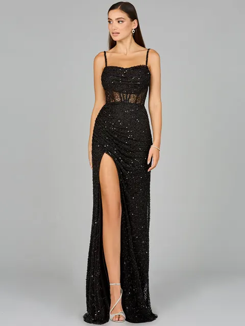 Elegant Corset Gown with Slit