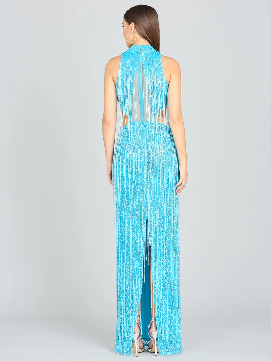 Carrie Fringe Beaded Dress by Lara New York — style 9973