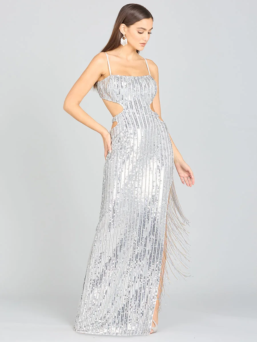 Baby Jane Fringe Dress by Lara New York — style 9975 in Silver