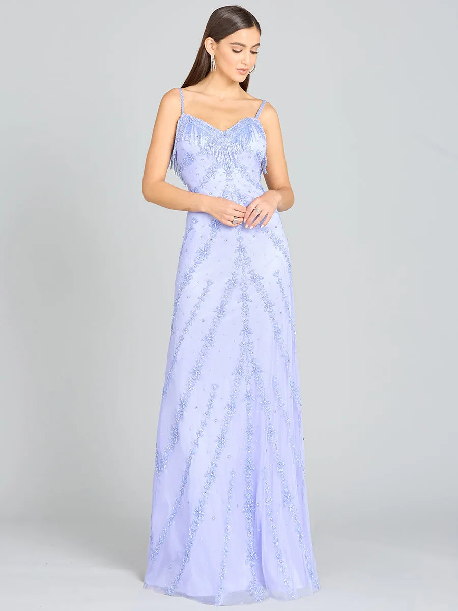 Candy Beaded Gown by Lara New York — style 9980 in Blue Iris