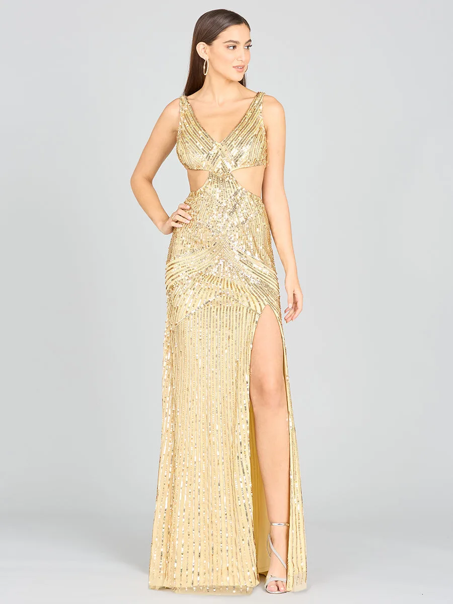 Dahlia Sequin Dress by Lara New York — style 9982 in Gold