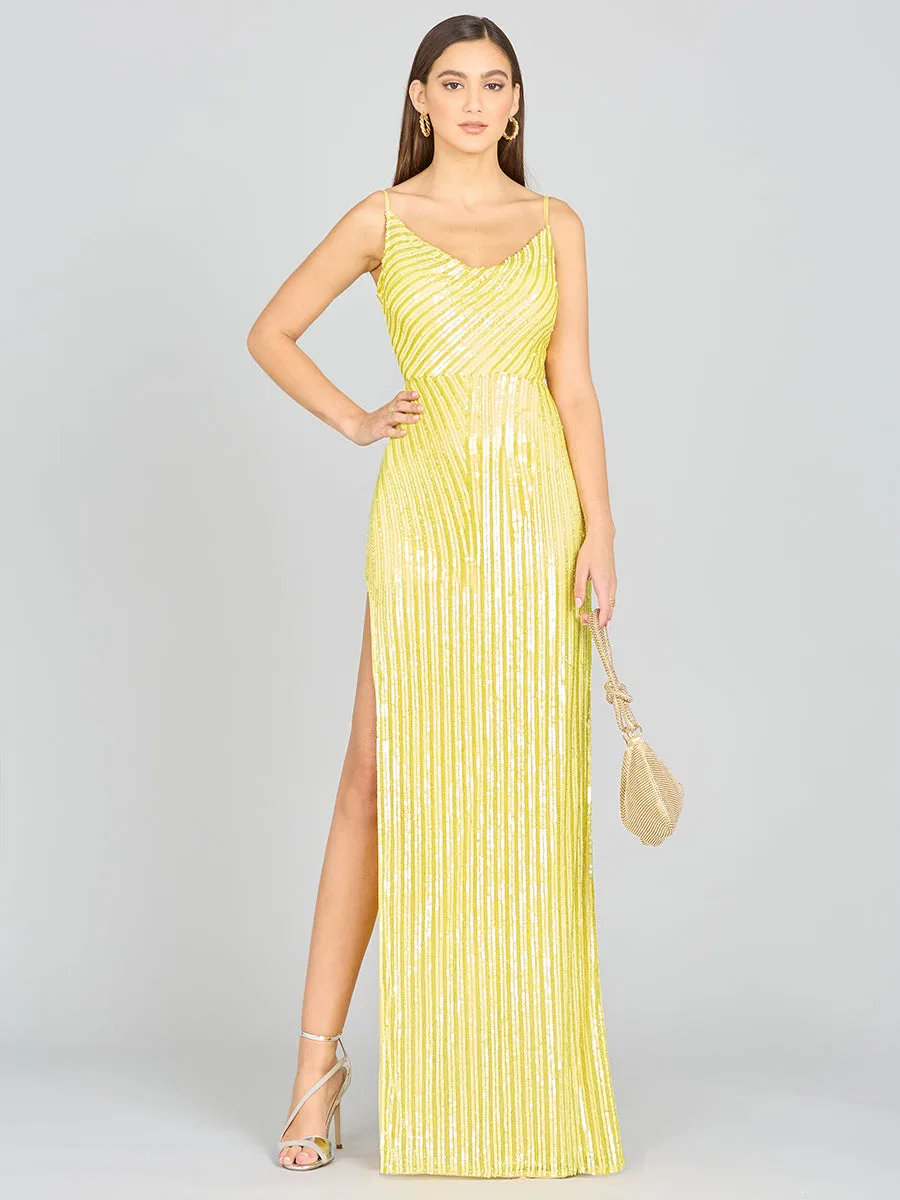 Tiffany Sequin Dress by Lara New York — style 9984 in Yellow
