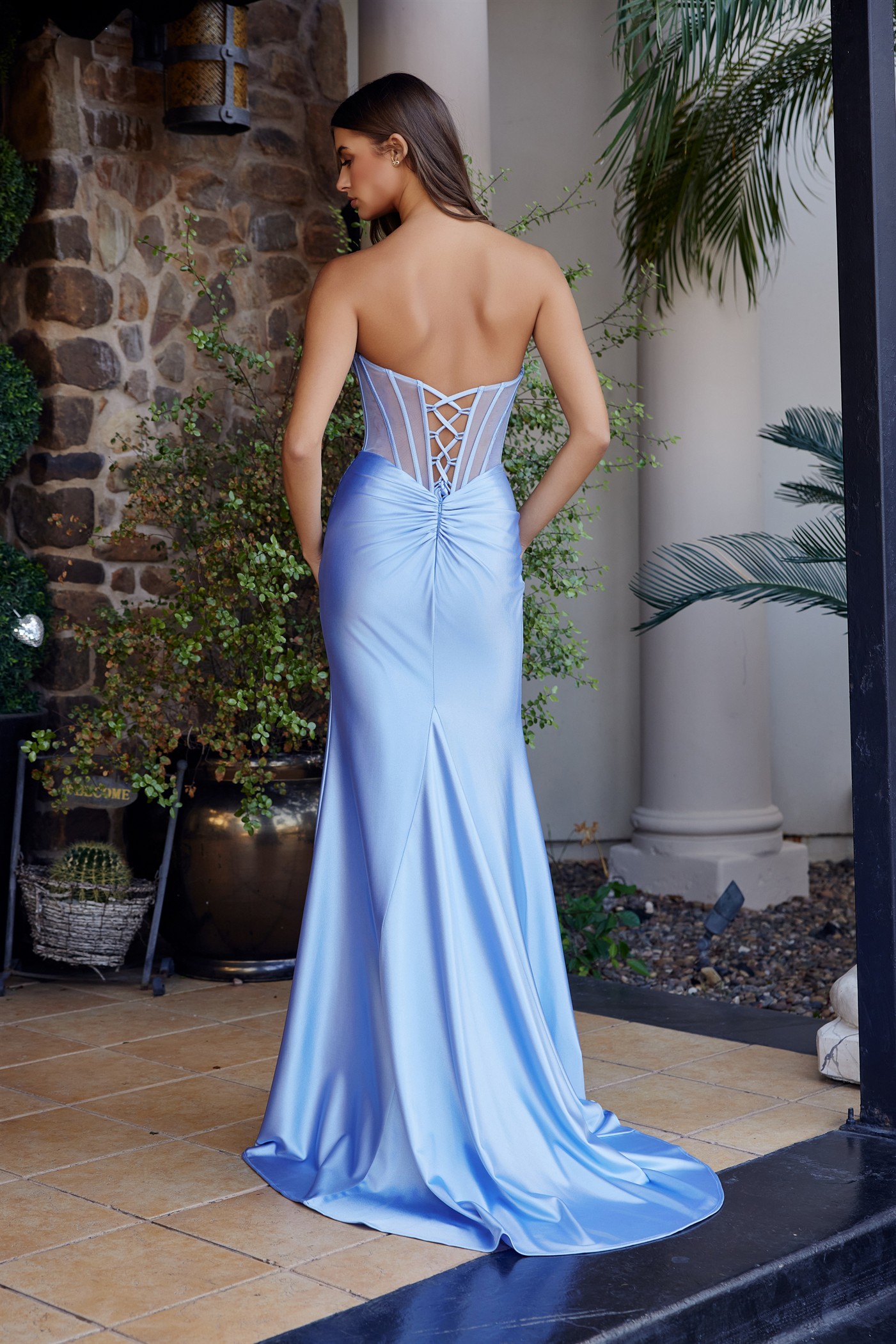 Twist Front Sweetheart Neckline Sequined Boned Bodice — Nox Anabel A1737