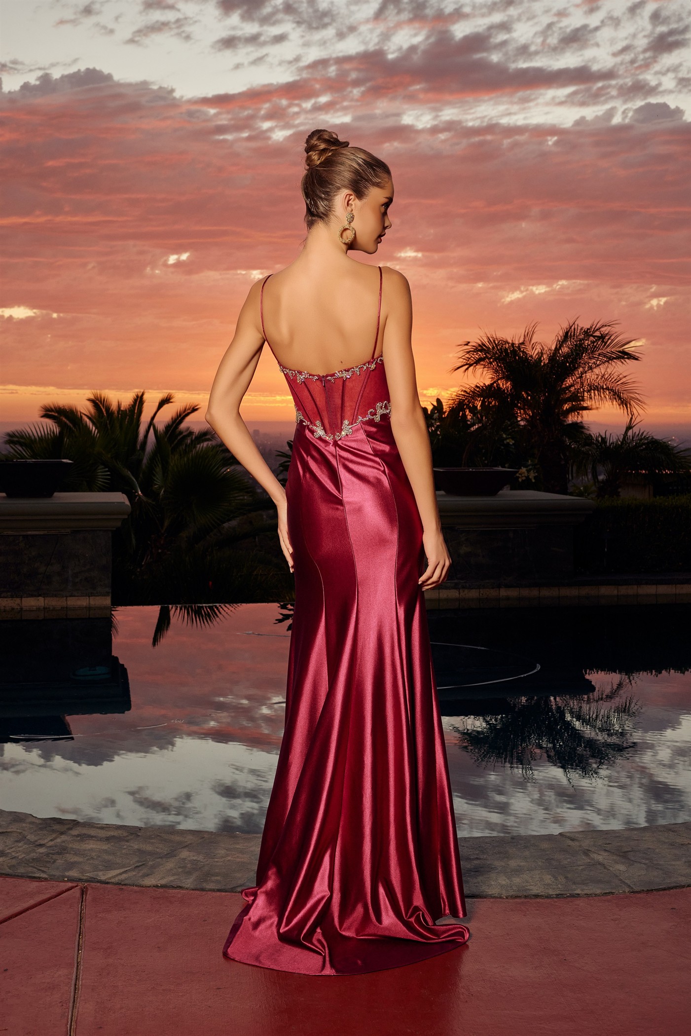 Sweetheart Neckline Rhinestone Embellished Bodice Thigh Slit — Nox Anabel A1750
