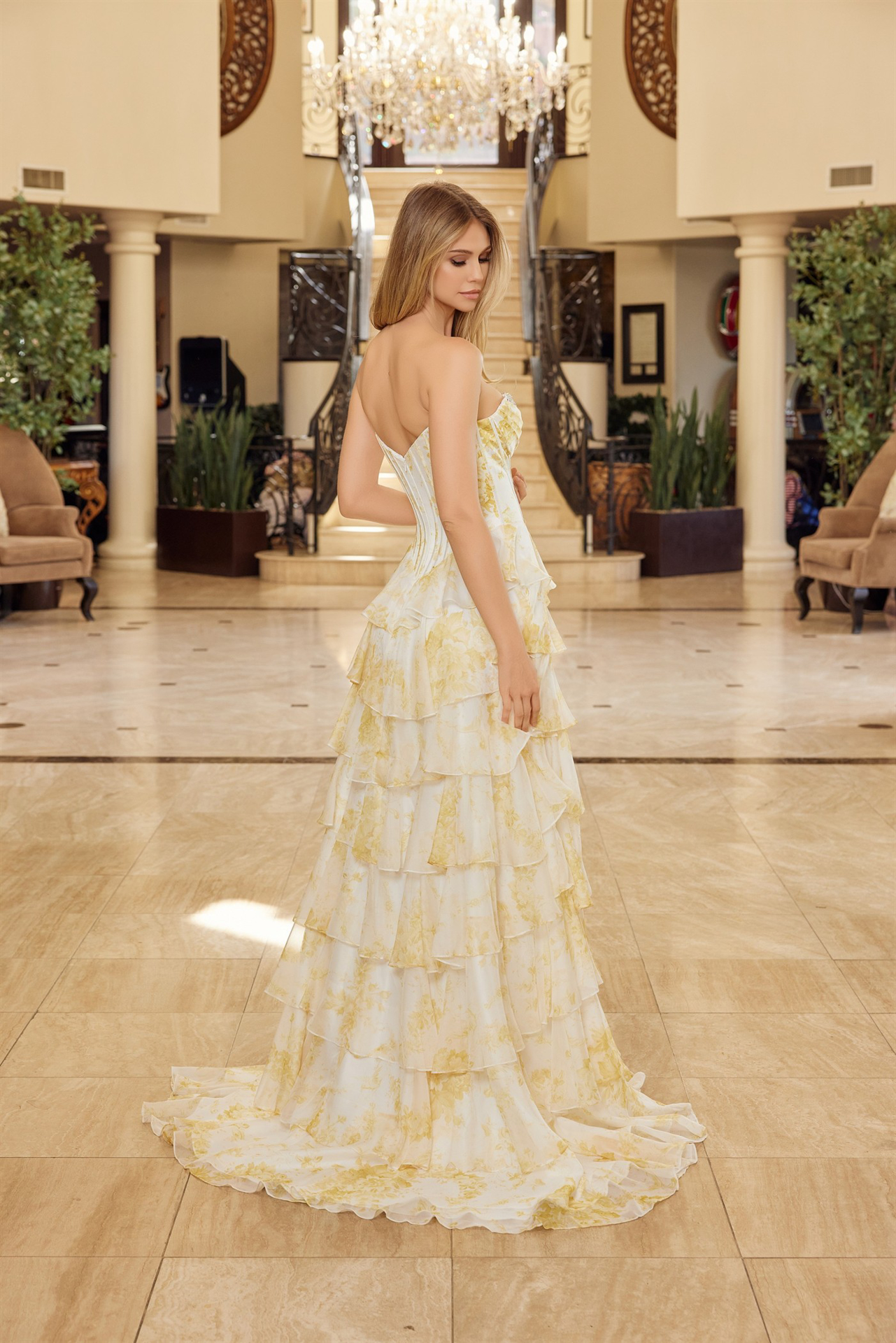 Strapless Ruffle a Line Gown with Beaded Sweetheart Neckline — Nox Anabel A1752