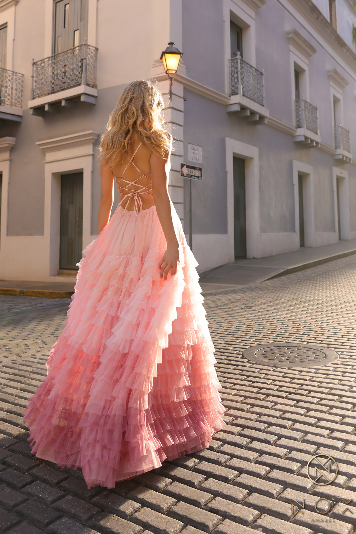 Strapless A-Line Long Ruffle Skirt Dress — Nox Anabel C1420