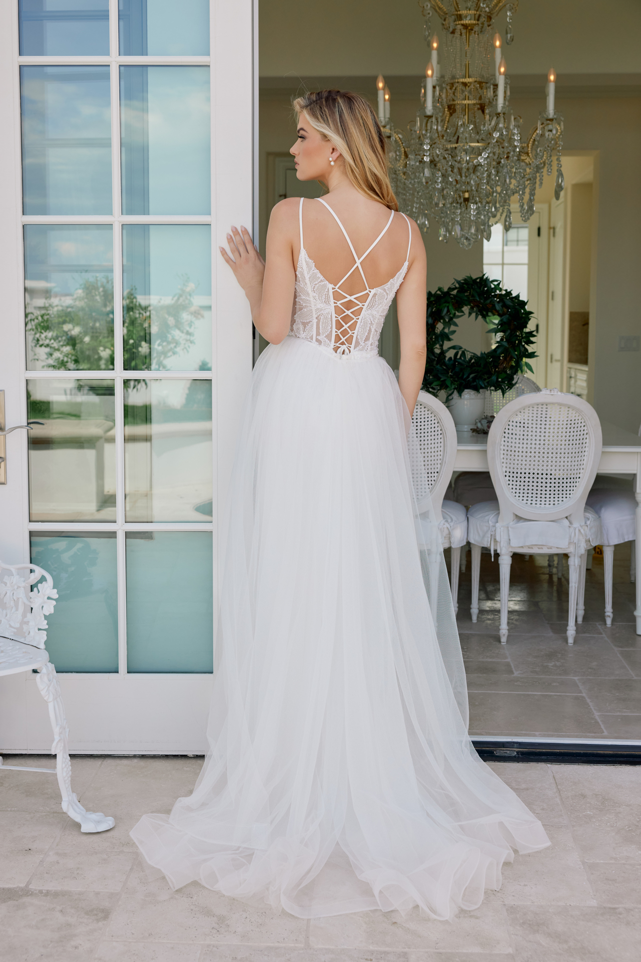 Beaded Floral Applique Dress With Detachable Skirt — Nox Anabel C1628W