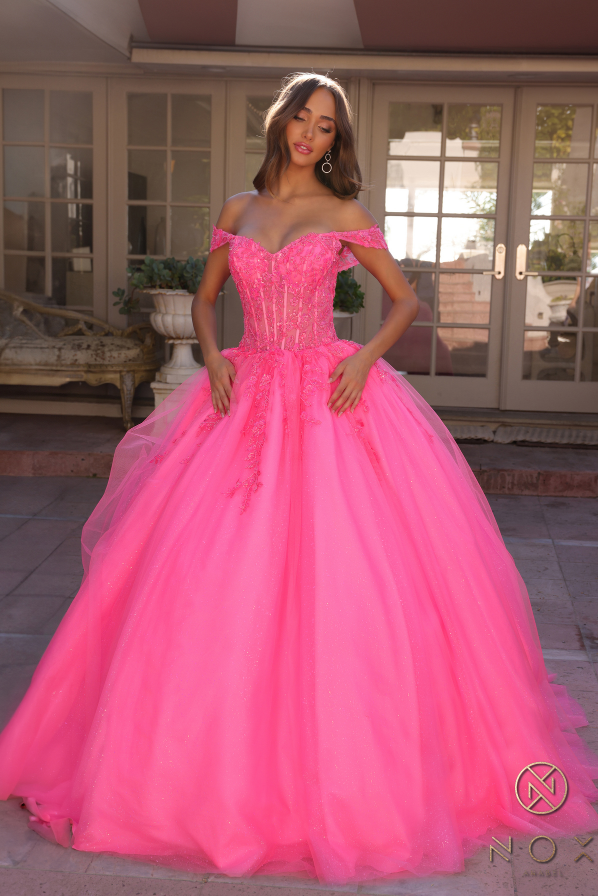 Off-Shoulder Lace Up A-Line Ball Gown