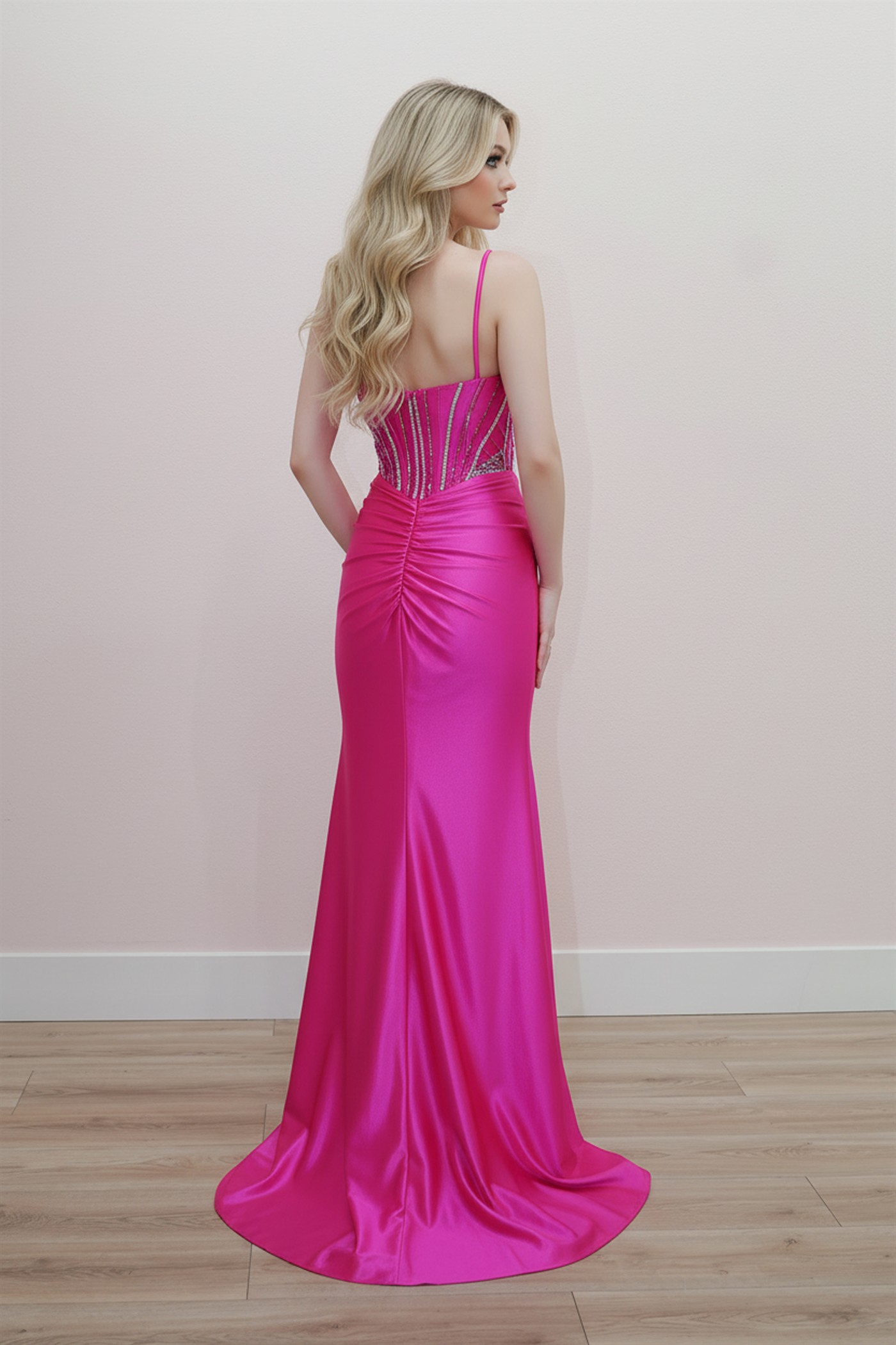 Shiny Satin Fit and Flare Semi Sweetheart Bustline — Nox Anabel K1734