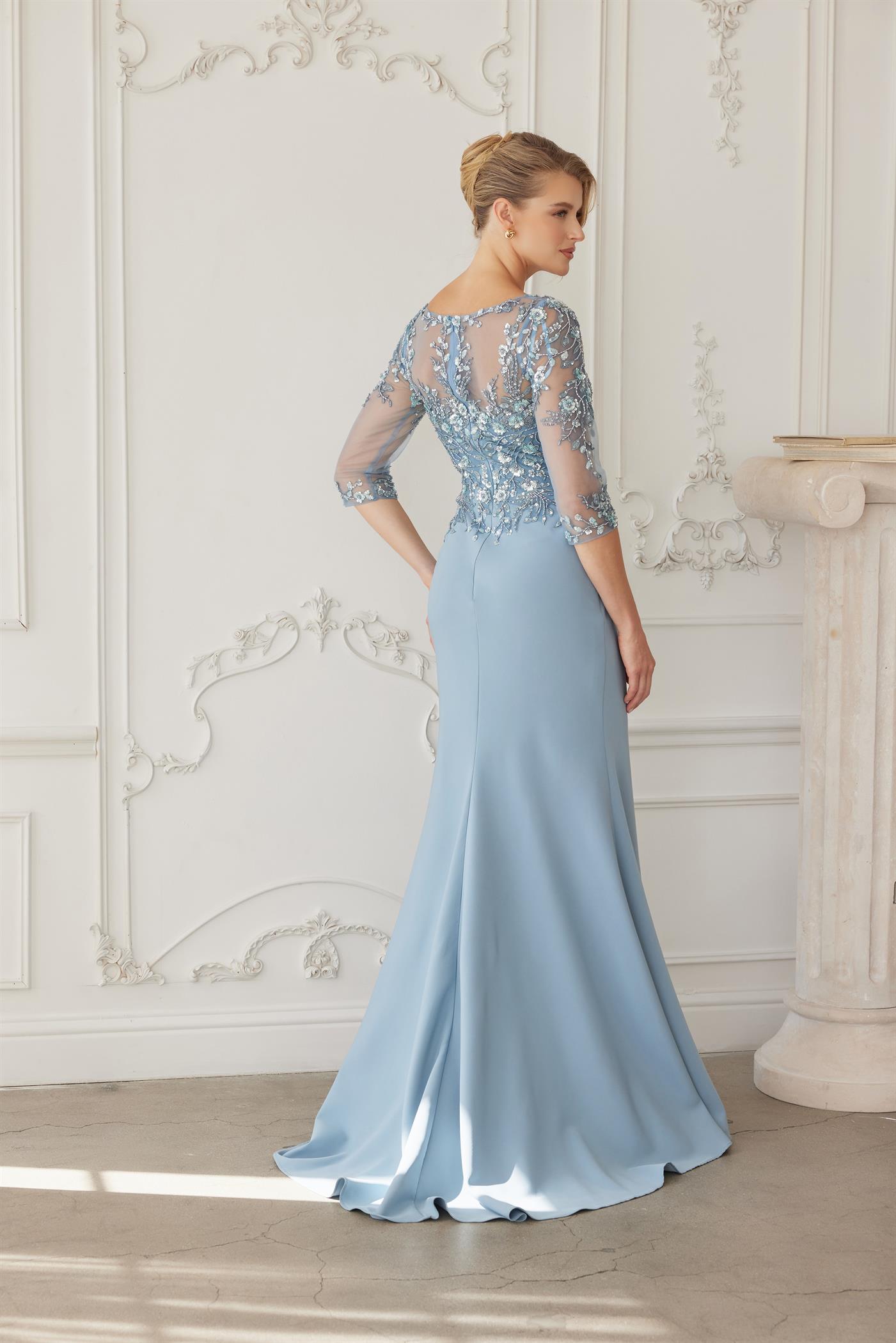 Full Sequined Embroidered Bodice Three Quarter Sleeves — Nox Anabel MH159