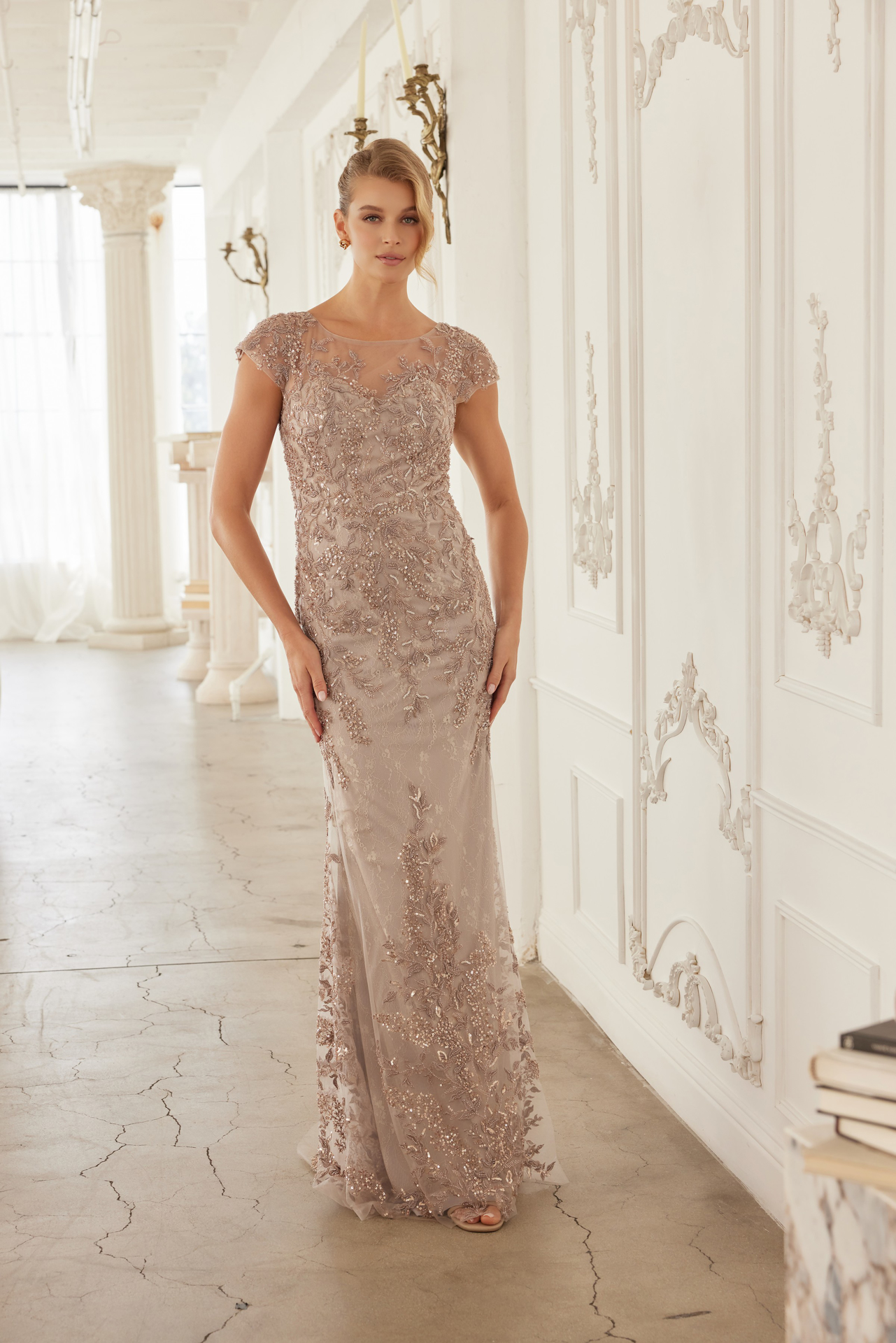 Short Sleeve Full Floral Embroidered Dress — Nox Anabel MT110