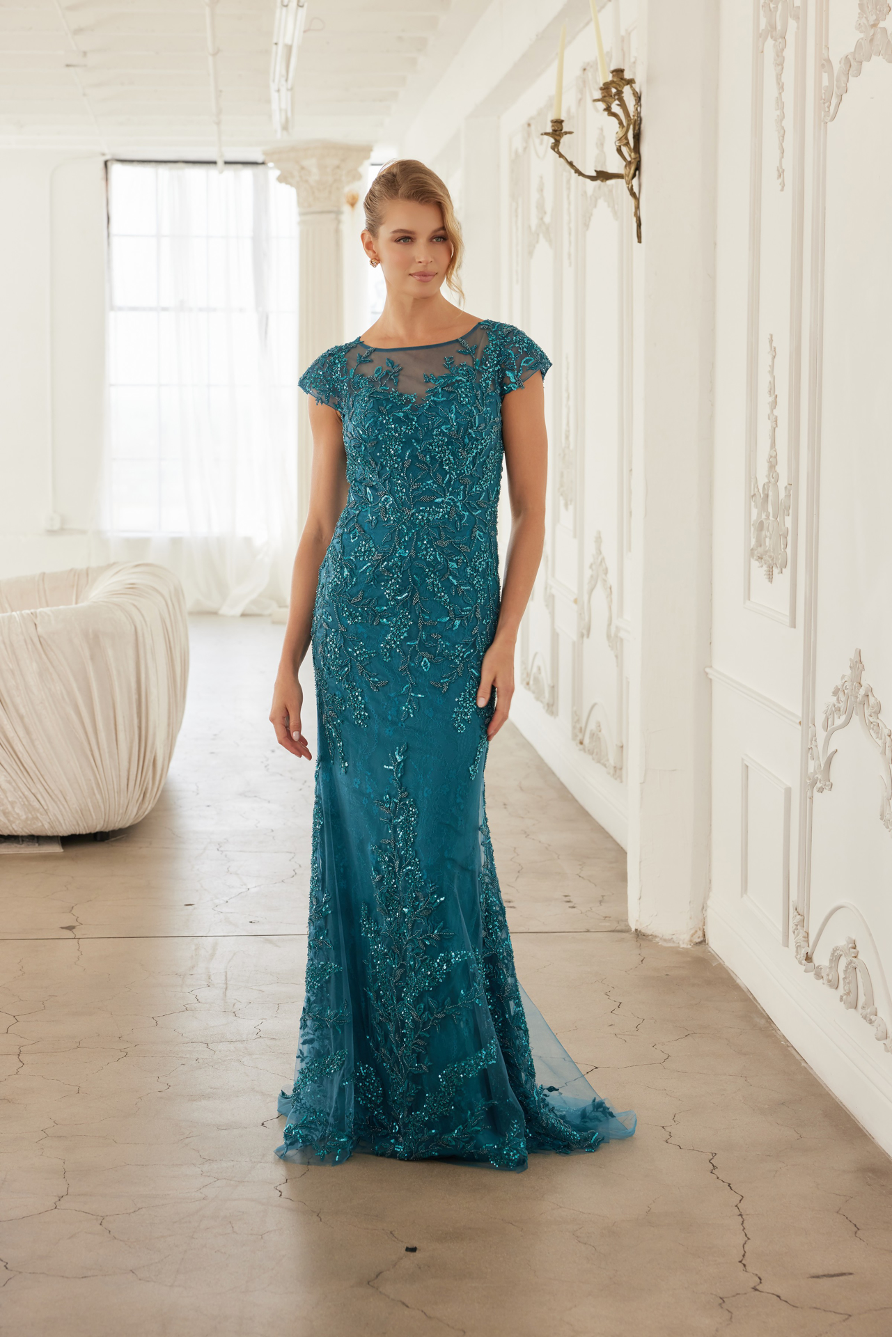 Short Sleeve Full Floral Embroidered Dress — Nox Anabel MT110