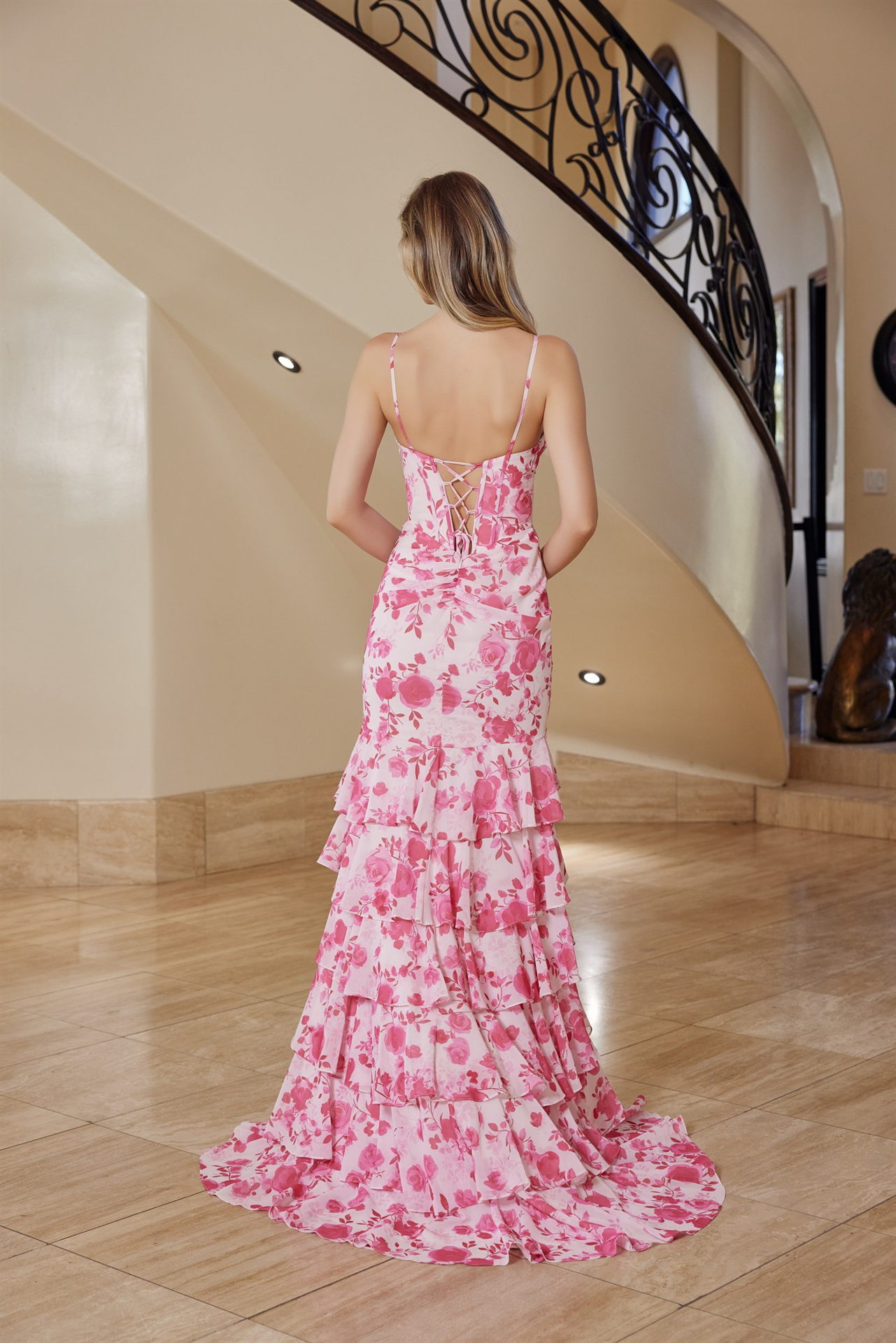 Long Fit and Flare Chiffon Material and Thin Strap — Nox Anabel T1863