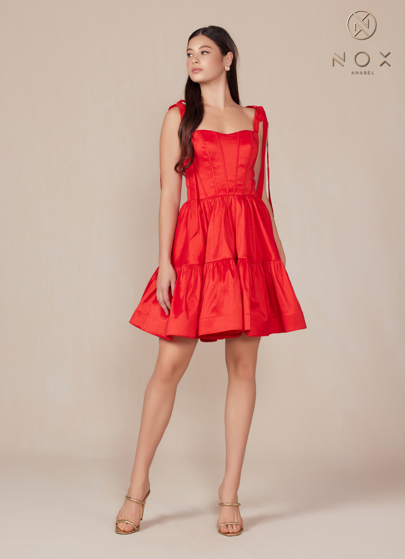 Tie-Strap Corset Fit & Flare Wedding Dress — Nox Anabel T869