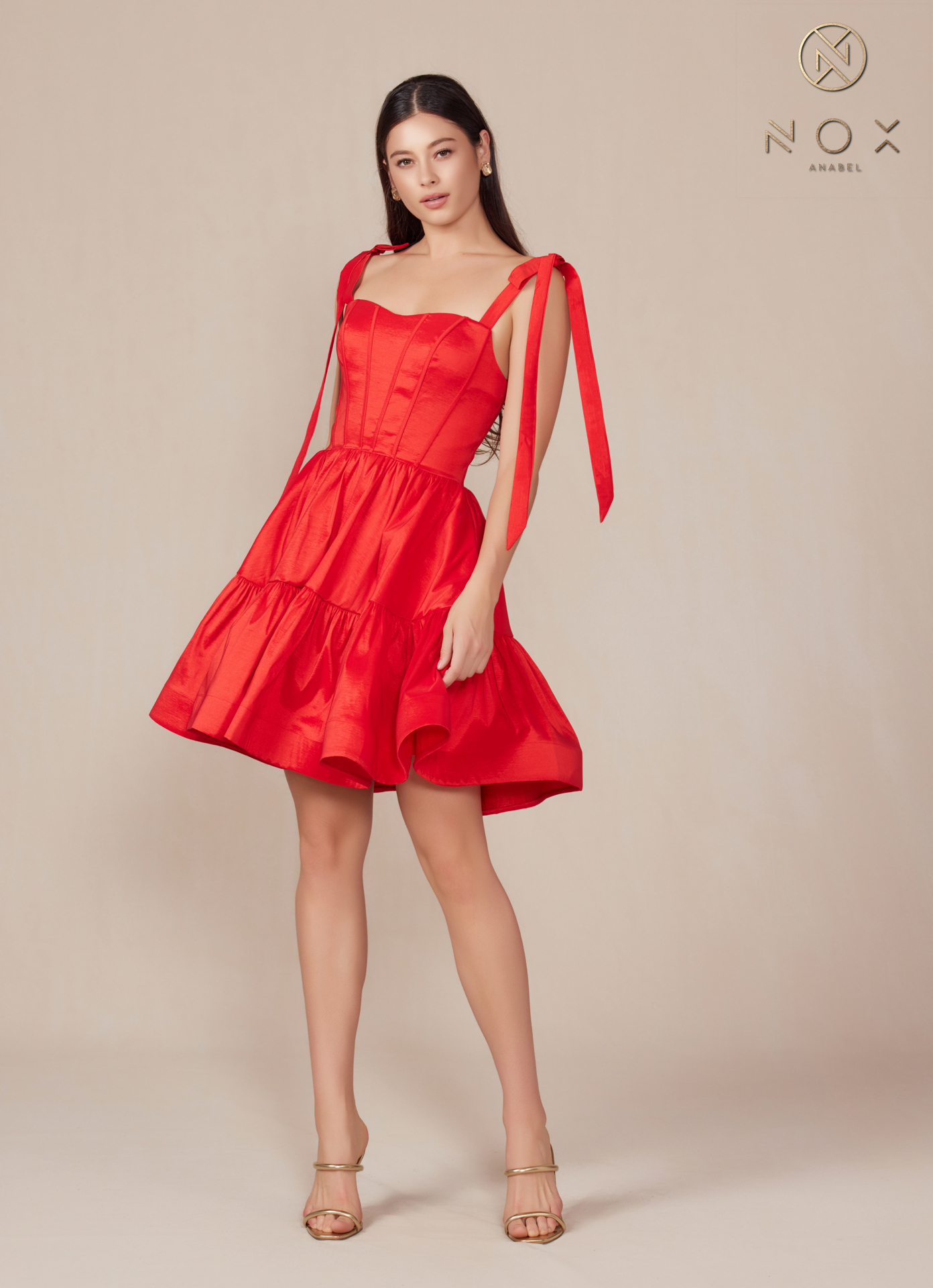 Tie-Strap Corset Fit & Flare Wedding Dress — Nox Anabel T869