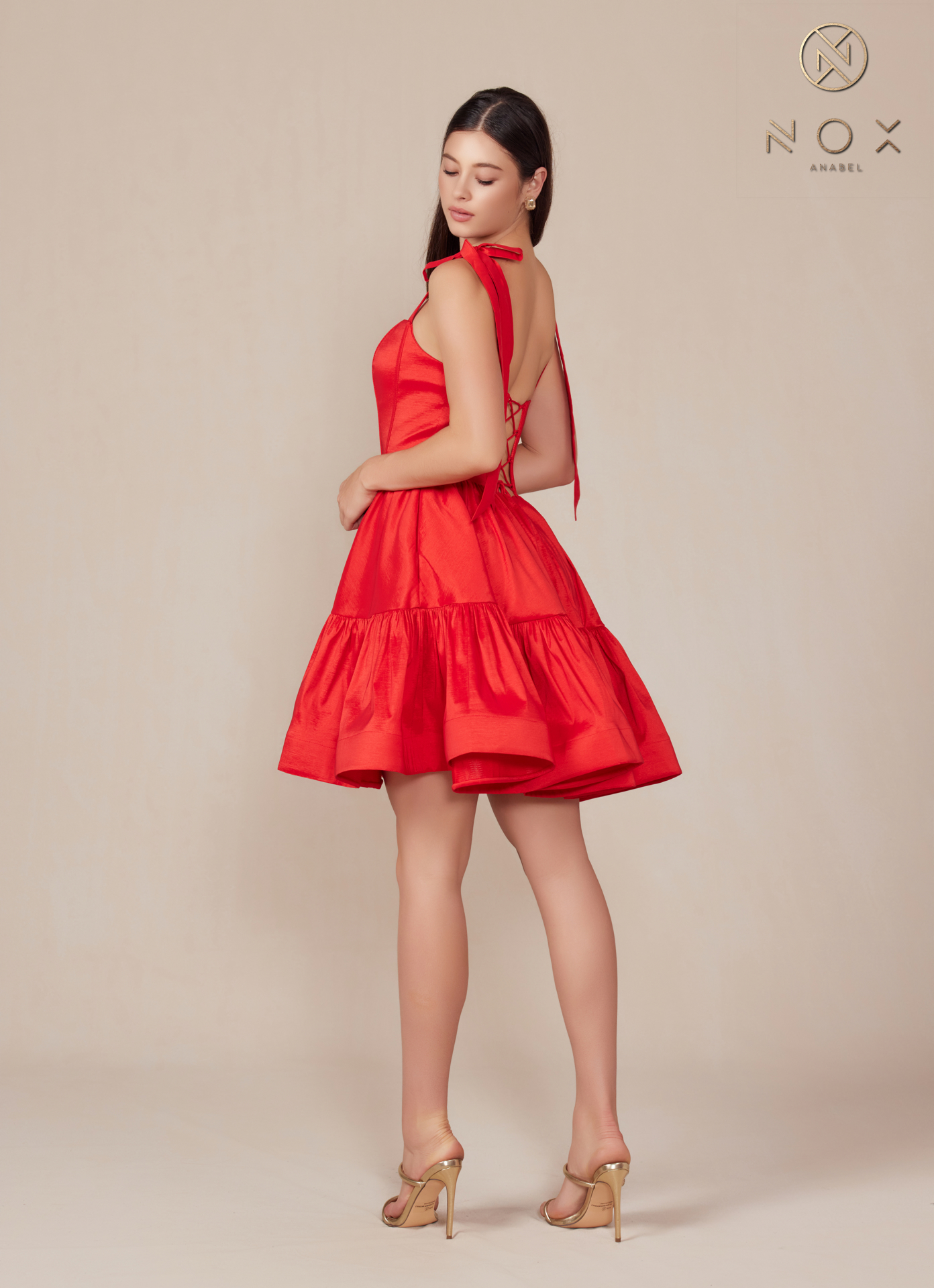 Tie-Strap Corset Fit & Flare Wedding Dress — Nox Anabel T869