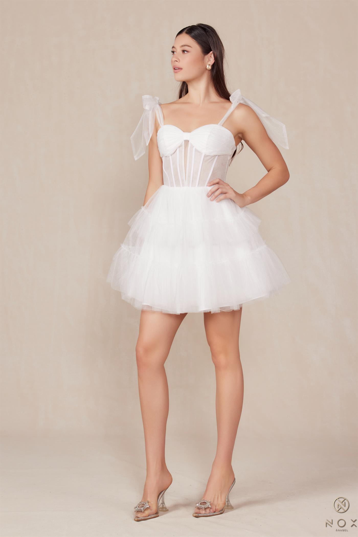 Tie-Strap Corset Fit & Flare Tulle Wedding Dress