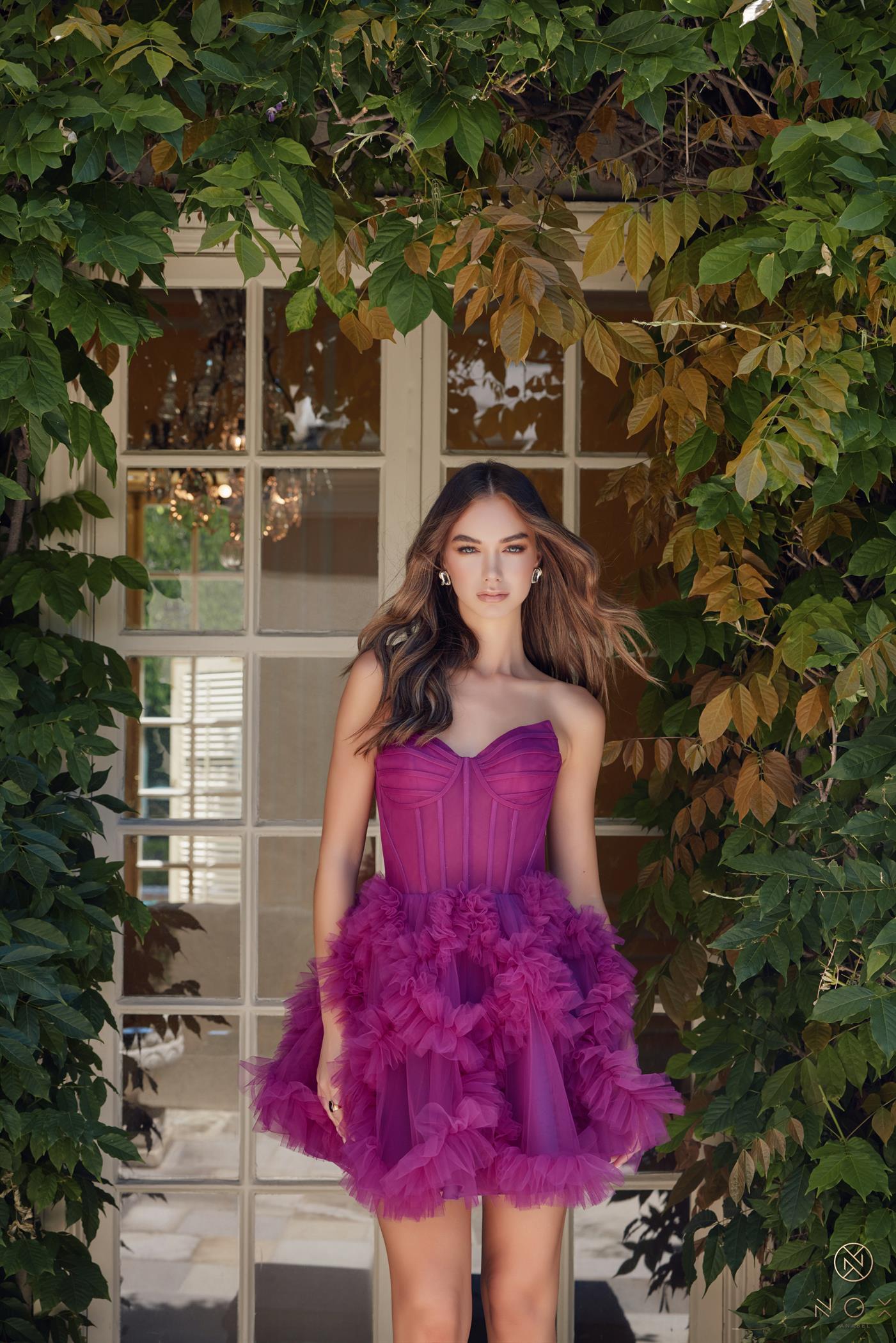 Short Strapless Party Ruffle Skirt Dress — Nox Anabel Y859
