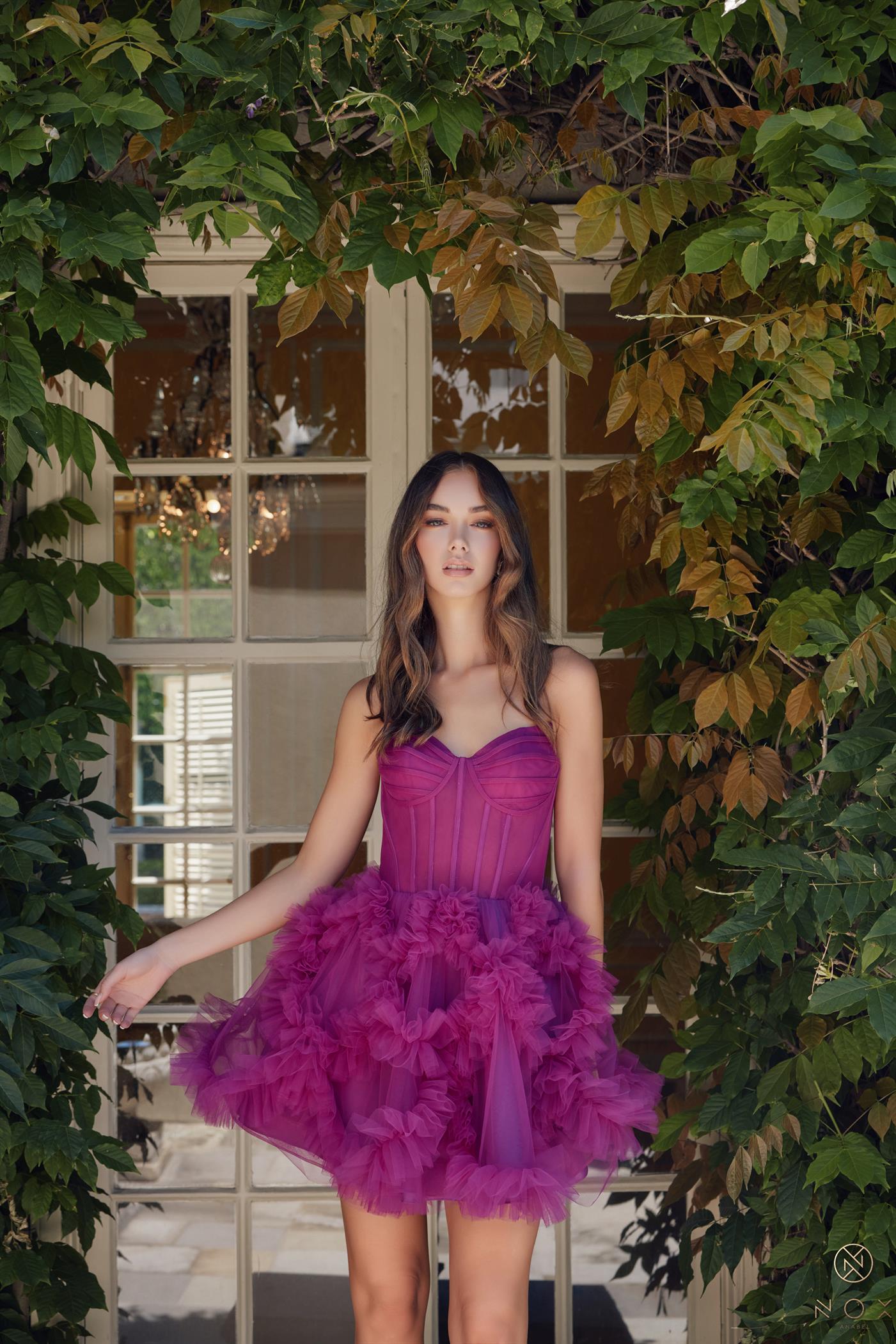 Short Strapless Party Ruffle Skirt Dress — Nox Anabel Y859