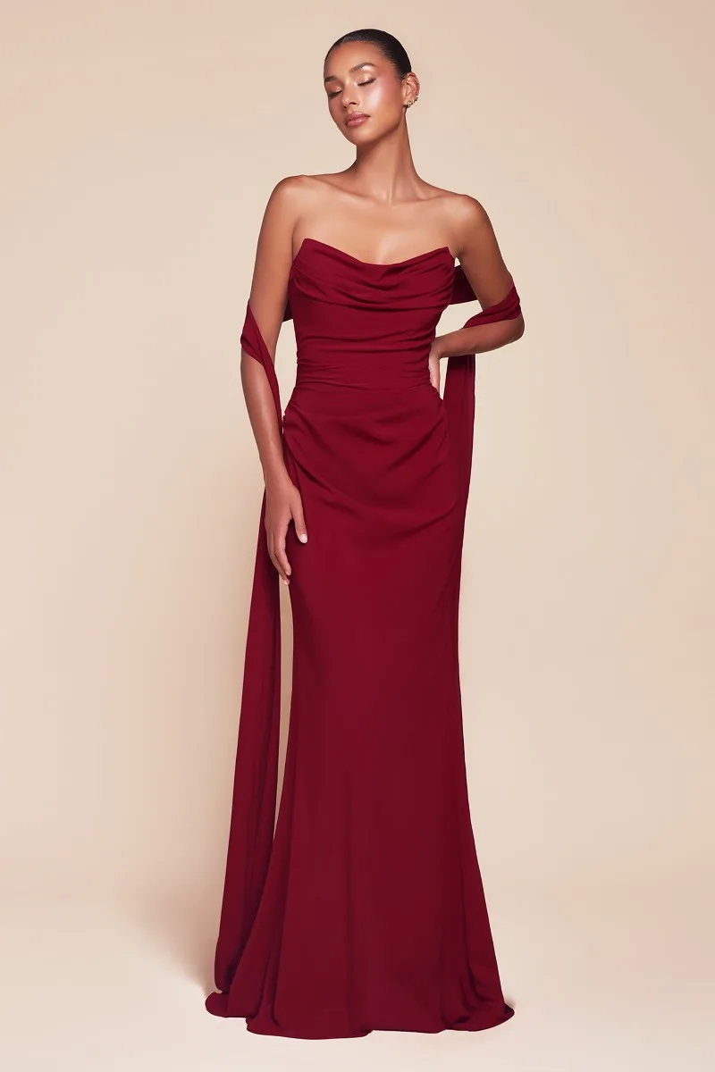 Ladivine 7433 Dress — BURGUNDY