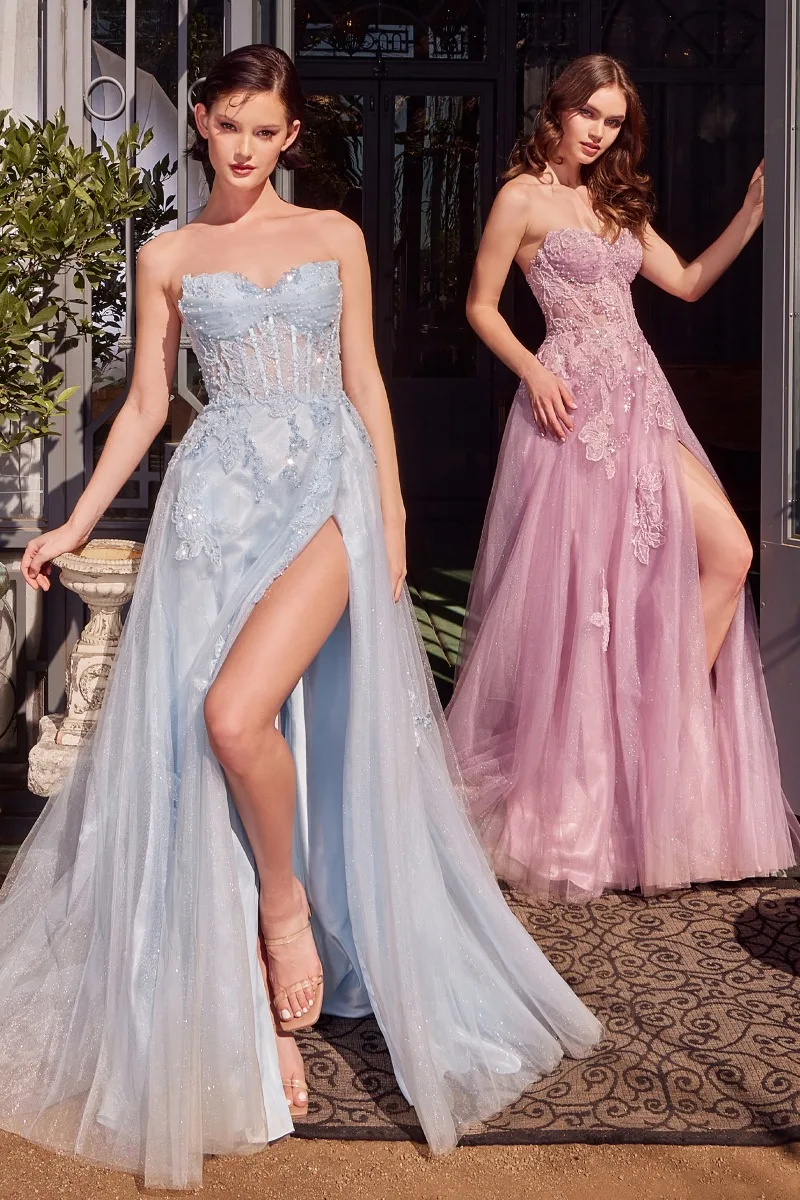 Andrea & Leo A1378 Dress — MAUVE PINK LT BLUE