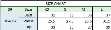 ASTEE BD4002 Dress — SIZE CHART