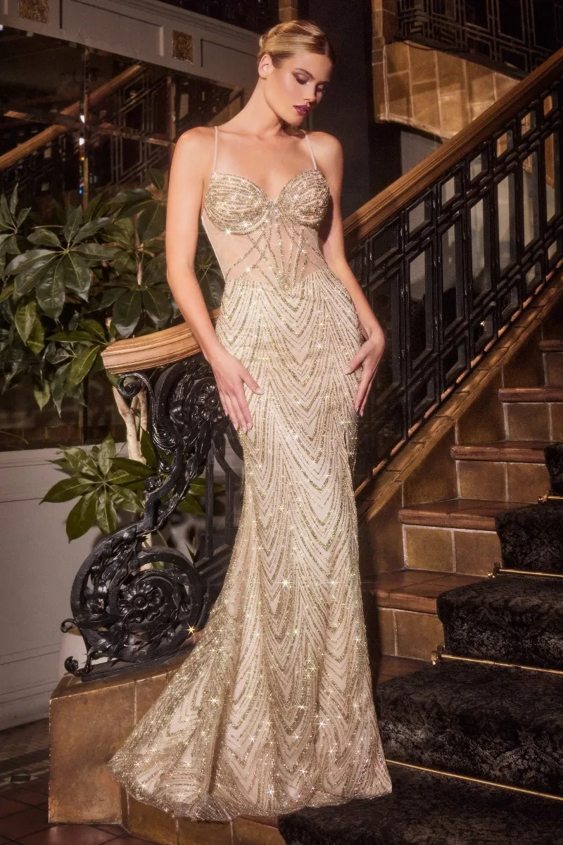 Ladivine C163 Dress — CHAMPAGNE GOLD
