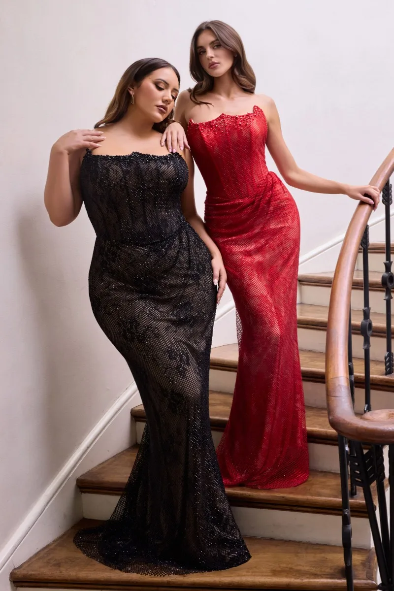 Ladivine CB162C Dress — CB162 RED NUDE  CB162C BLACK NUDE