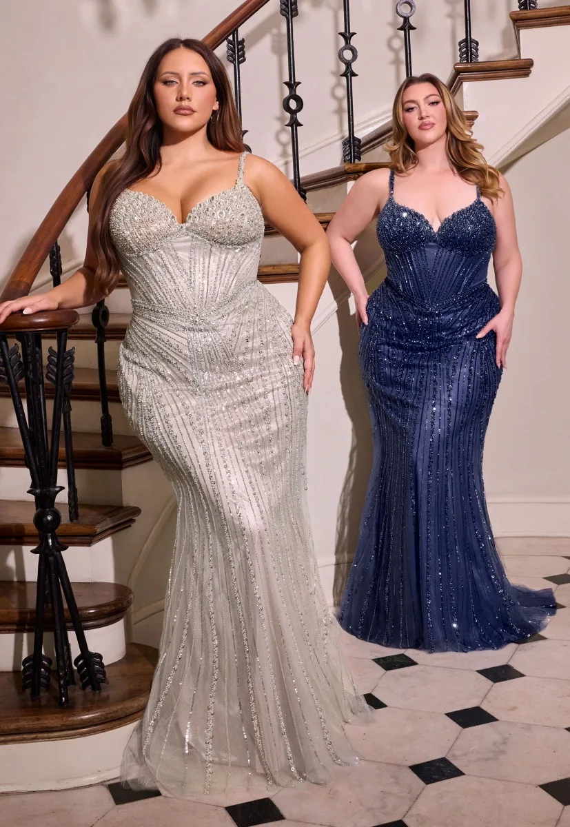 Ladivine CC398C Dress — SILVER NUDE NAVY