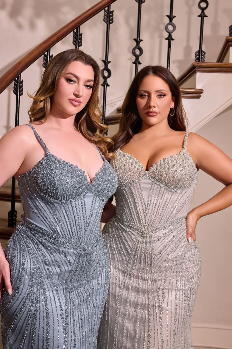Ladivine CC398C Dress — SILVER NUDE SMOKY BLUE