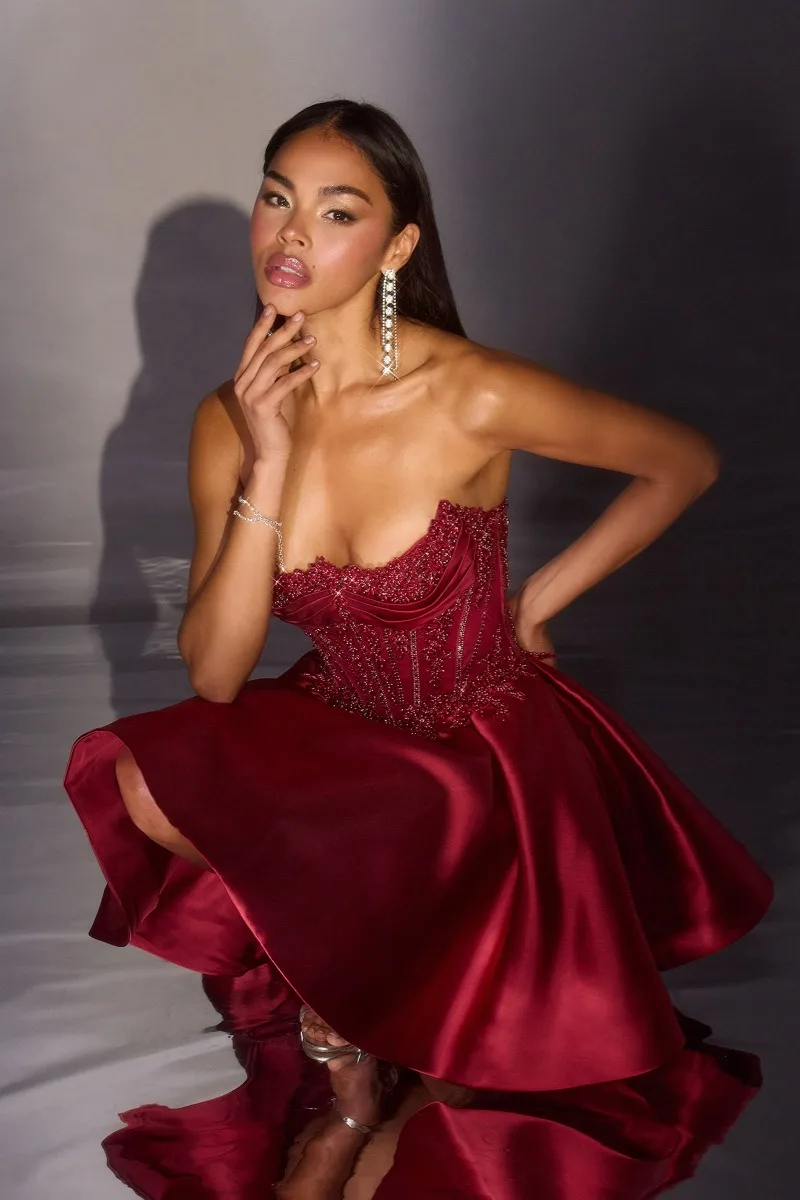 Ladivine CC502 Dress — BURGUNDY