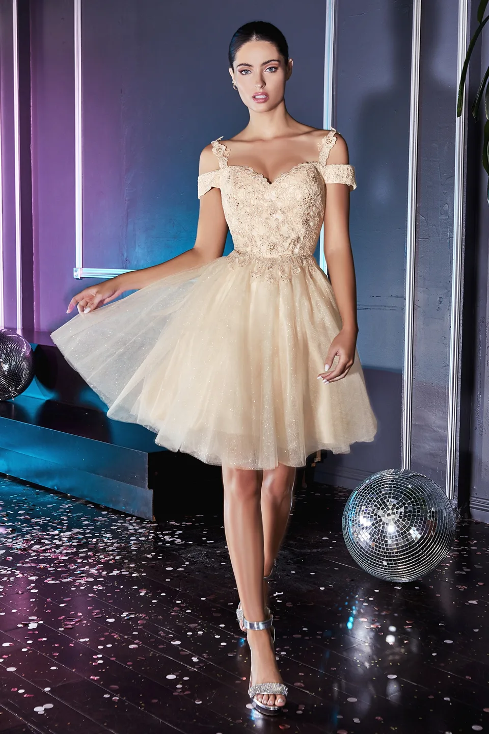 Ladivine CD0132 Dress — CHAMPAGNE