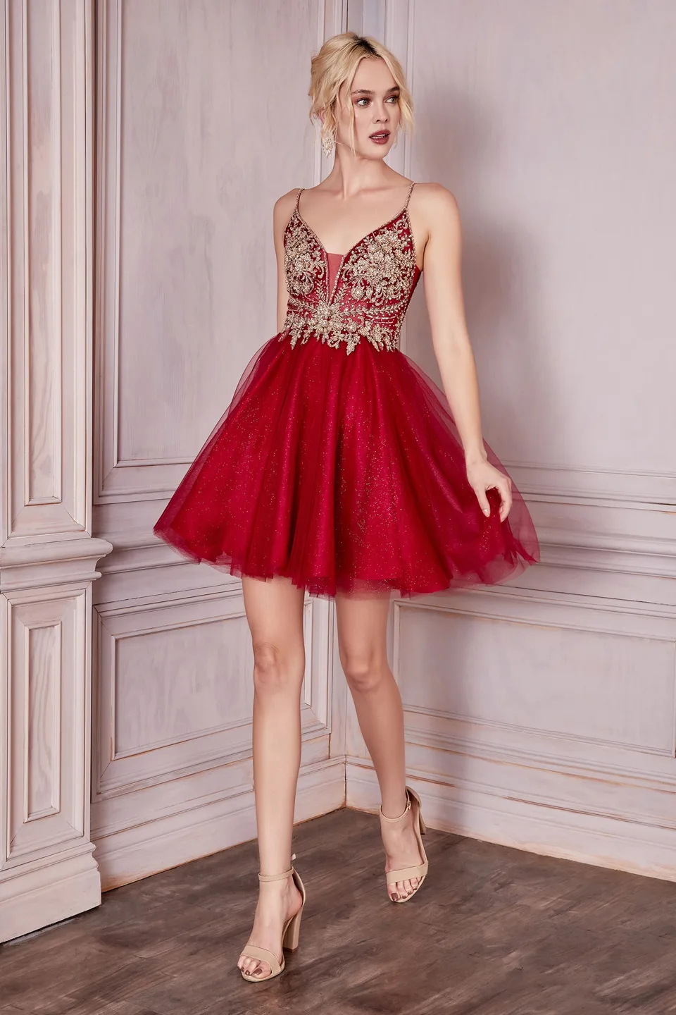 Ladivine CD0190 Dress — BURGUNDYGOLD