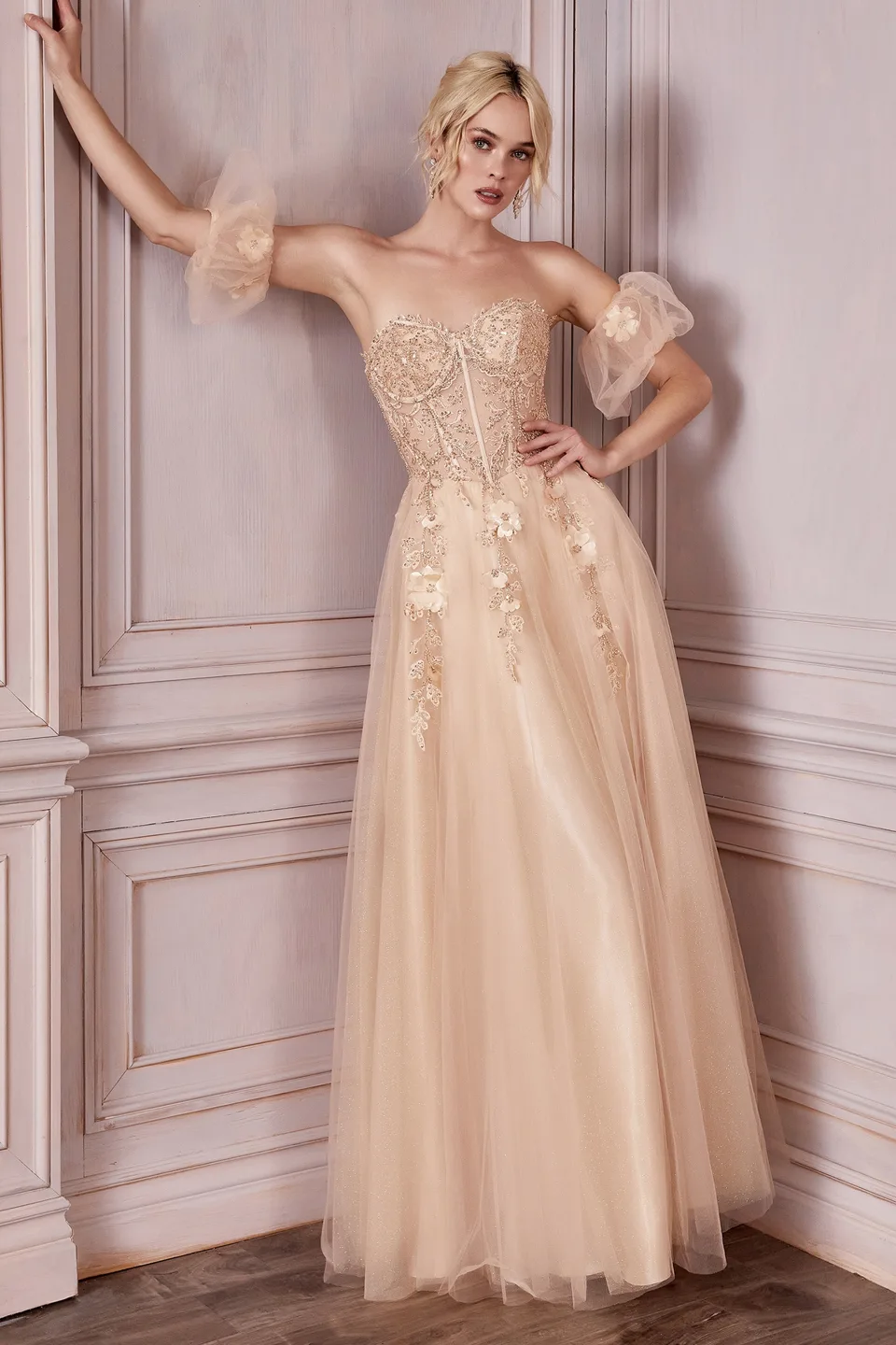 Ladivine CD0191 Dress — CHAMPAGNE