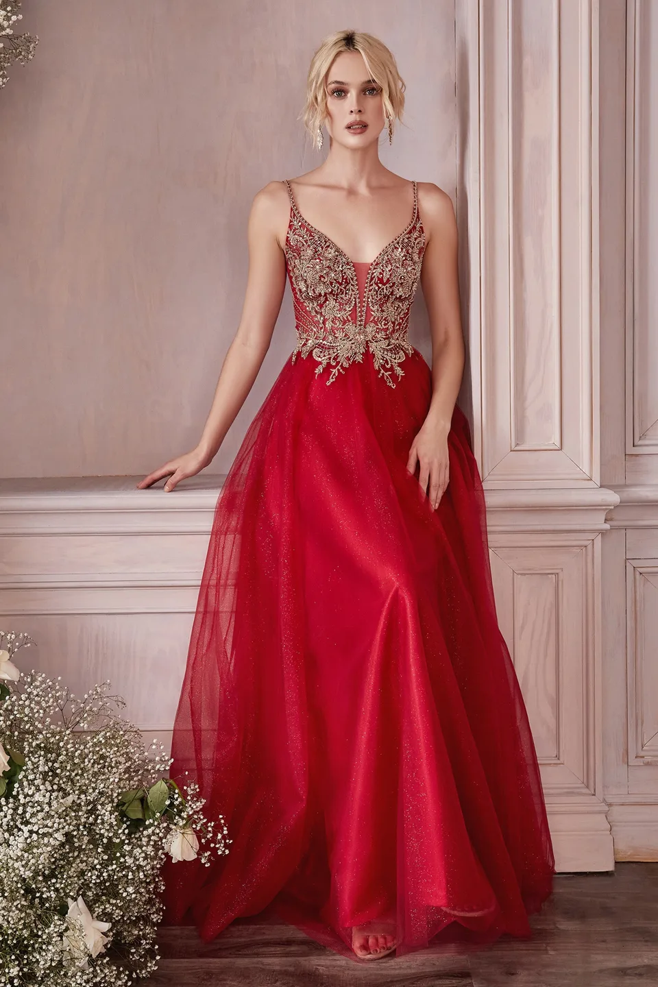 Ladivine CD0195 Dress — BURGUNDYGOLD