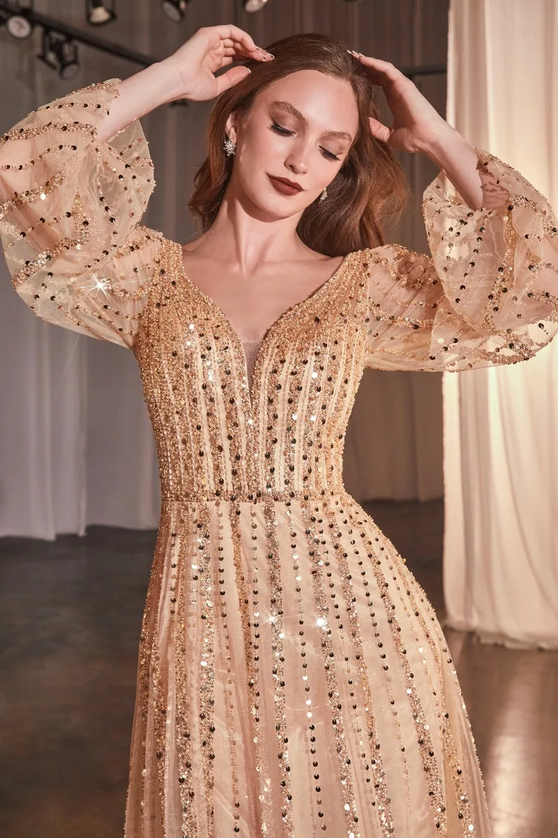 Ladivine CD0240 Dress — CHAMPAGNE GOLD