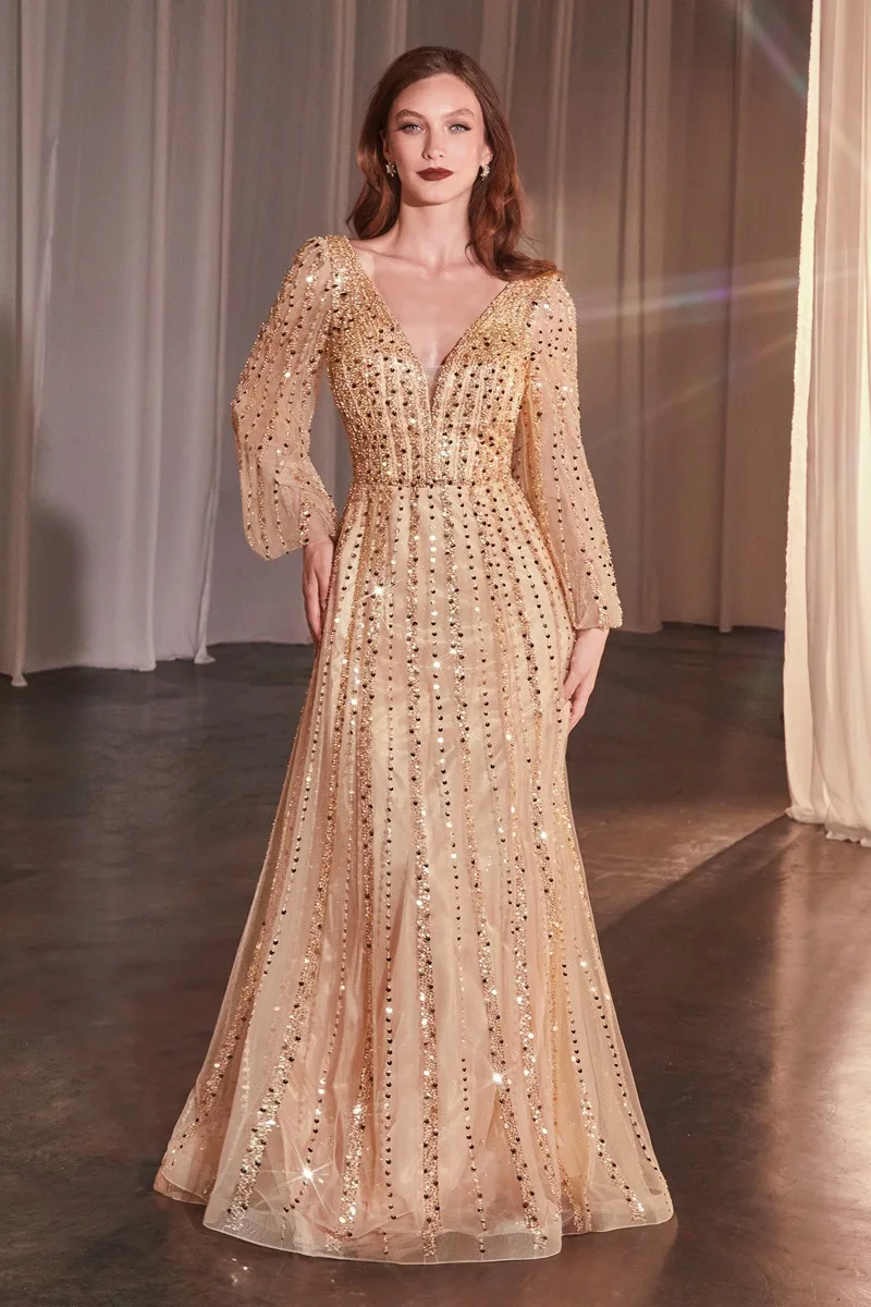Ladivine CD0240 Dress — CHAMPAGNE GOLD
